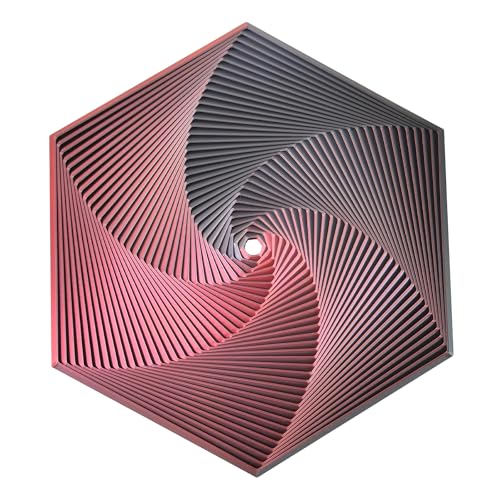 Fractal Fidget Hexagon - Suitable for Relieving Stress, Anxiety, and Tension | Autism, ADHD | Desk Adult Fidgeting Stress Relief Gift (red-Black 35 Rings) - color: Red-black 35 Rings
