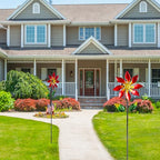 Wind Spinner Outdoor,14’’ Dia Red Flower Shape Garden Pinwheels Spinners,Waterproof Windmill for Yard Lawn Patio Decor - size: 14'' Red