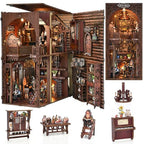 TOYQI Book Nook Kit, Book Nook Kits for Adults, DIY Miniature Dollhouse Kit 3D Wooden Puzzle Booknook Bookend with LED Light - style: Dwarfs's House