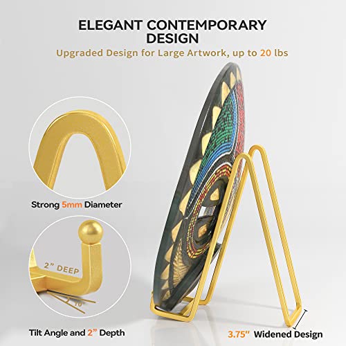 IPAME 8 Inch Large Plate Stands for Display - Metal Plate Holder Display Stand, Picture Stand for Book, Platter, Plaque, Photo Frame, Small Easel Tabletop Art Display (Gold 2 Pack) - size: 8 Inch