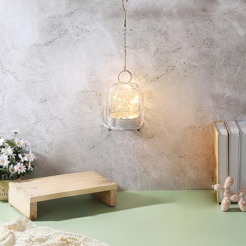 5"x7.5" Versatile Modern Metal Hurricane Lantern with Handmade Sturdy Glass Dome in Vintage White for 3" Pillar Candle & Plants, Industrial, Farmhouse, Shabby Chic - color: White Shabby, size: 5"x7.5"