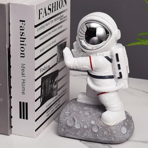 Space Theme Bookends - Astronaut Kids Book Stoppers, Heavy Duty Resin Bookends for Shelves (D-Silver Color) - color: Astronaut D-silver