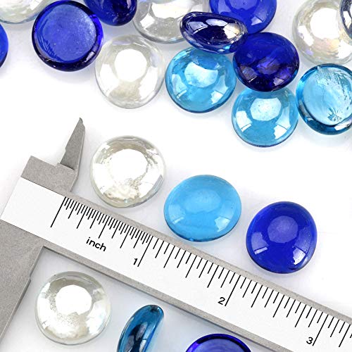 Mr. Fireglass 10 Pound Blended Fire Glass Beads, 1/2" High Luster Mixed Colored Fire Glass Drops for Fireplace Fire Pit & Lanscaping, Cobalt Blue, Crystal Ice, Caribbean Blue (Pack of 2) - color: Cobalt Blue, Crystal Ice, Caribbean Blue, size: 1/2 inch, 1