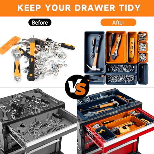 Tool Box Organizer Tray, Toolbox Desk Drawer Organizer, Tool Box Tray, Toolbox Organization Storage for Rolling Tool Chest (60PCS (Blue+Orange)) - color: 60PCS (Blue+Orange)
