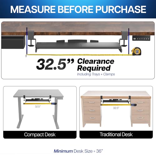 VIVO Large Clamp-on Computer Keyboard and Mouse Under Desk Slider Tray, 27 x 11 inch Pull Out Platform Drawer, Light Wood, MOUNT-KB05A - color: Light Wood, size: 27 inch