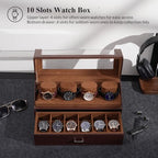 ProCase Watch Case for Men, 10 Slot Watch Display Stand with Acrylic Lid, Watch Display Case with Drawer, 2-Layer Mens Watch Box, Watch Holder Organizer for Men Women -Espresso - color: Espresso