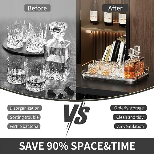 Seoneiro Whiskey Tray, Glass Cup Rack, Mug Holder, Coffee Cup Organizer, Bathroom Countertop with Drain Board Wine Glass Decorative Organizer, Food Tray, Kitchen Spice Rack - color: Anthracite-1
