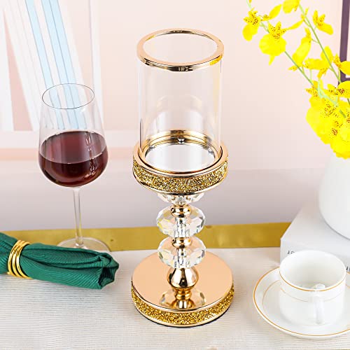 Candle Holder, Pillar Candle Holders, Crystal Candlesticks Holder for Wedding, Parties, Events, Chirstmas,Home Decor, Table Centerpieces CH028D (L) - size: Gold ( L )