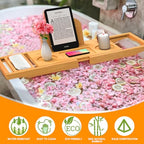 Banlilu Bathtub Tray - Bath Tray Expandable - Bath Tub Tray Table for Bathtub, Ajustable Size, Fits Most Tubs - color: Natural Bamboo Wood