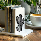 Peacoblue Metal Bookends for Shelves, Modern Decorative Heavy Duty Study Book Support Stoppers for Office, Desk, Shelf, Room 5.3"x4.3"x7.9" Cast Iron Simple Tall Bookends, 1 Pair (Cactus) - style: Cactus