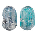Deco 79 Glass Handmade Decorative Vase Blown Centerpiece Vases, Set of 2 Flower Vases for Home Decoration 12", 11"H, Blue