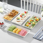 MALACASA Serving Platters Set of 4, Ceramic Serving Platters and Trays for Serving Food, Rectangular Serving Trays for Party, Large Serving Plates, Party Serving Trays and Platters - 12 Inch, White - size: 12 Inch