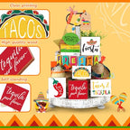 Tatuo 16 Pcs Cinco De Mayo Tiered Tray Decor Set, Mexican Wooden Fiesta Signs - Taco, Sombrero, Rainbow Donkey, Farmhouse Style Table Decor for Home Kitchen Summer Party Holiday Shelf