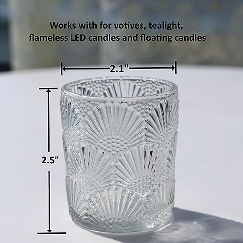 Woho 12Pcs Clear Votive Candle Holders Glass, Glass Tealight Candle Holder for Table Centerpiece, Vintage Tea Lights Candle Holder Decor for Wedding Table, Birthday Christmas Party - color: Clear