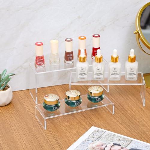Yieach Large Clear Acrylic Risers Display Stands,3 Pcs Rectangular Display Risers for Funko Pop,Figures,Food,Showcase Collectibles Display Shelf,Retail Desktop Risers Display Stand and Decoration