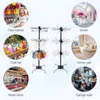 COMNICO 2 Pcs Retail Display Stand, 3-Tier Rotating Rack Black Metal Necklace and Bracelet Organizer Jewelry Stand Heavy Duty Adjustable Countertop Stands for Retail Earring Keychains Jewelry