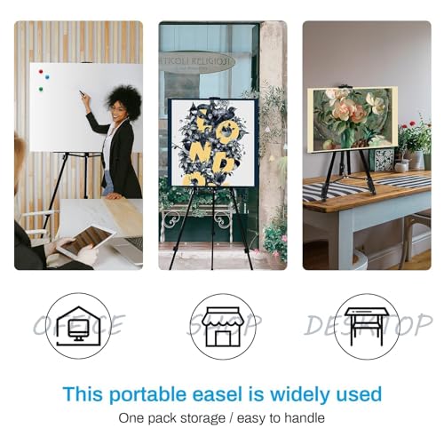 Art Artist Easel Stand for Displaying, RRFTOK Metal Tripod Adjustable Easels for Painting Canvases Height from 21" to 66" with Reinforced Triangle - Carry Bag for Table-Top/Floor Drawing and,Black - style: 66B 2-Pack