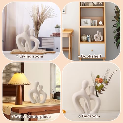 White Ceramic Vase,Rustic Vase Decor, Decorative Modern Flower Vase for Home Decor Farmhouse, Table, Shelf, Office,Centerpieces, Entryway, Pampas Grass