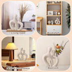 White Ceramic Vase,Rustic Vase Decor, Decorative Modern Flower Vase for Home Decor Farmhouse, Table, Shelf, Office,Centerpieces, Entryway, Pampas Grass