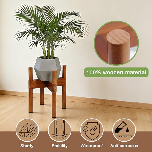 Vigordream Plant Stand Indoor, Wood Plant Holder, Mid Century Modern Decor Tall Planter Stands, 2 Height Displays Corner Single Flower Stand for Balcony, Living Room, Garden Patio Fit 5-8 Inch Pots - size: 8 Inch