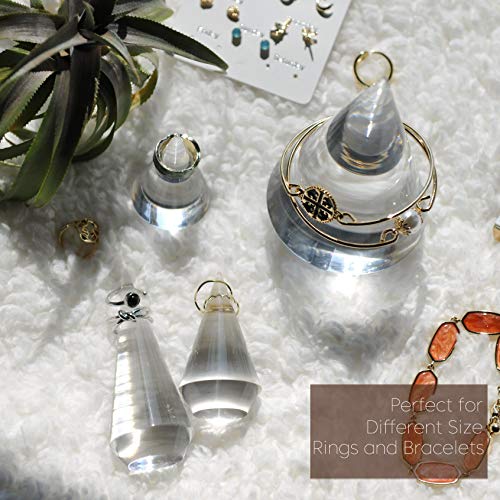 Acrylic Ring Holders 3Pcs Cone Shape Display Jewelry Tower Rings Storage Organizer Stand Clear Rack (Clear)