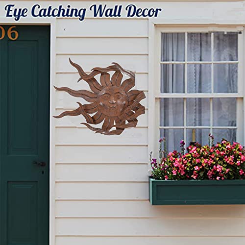 Metal Sun Wall Art Decor 21" W Large Sunface Outdoor Decor - size: 21"L x 20"W