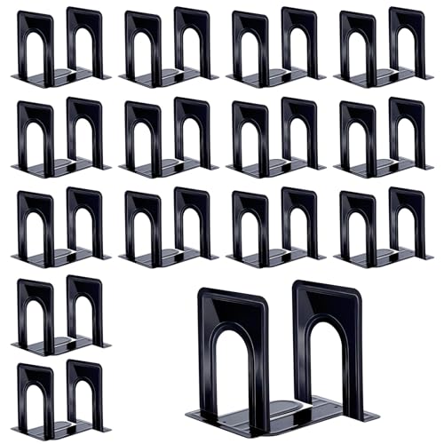 30 PCS/15 Pair Bookends,Black Metal Bookends,Metal Book Ends for Shelves,Non-Skid Bookend,Heavy Duty Bookend for Office Home Kitchen Decorative,6.5 x 4.9 x 5.7in