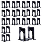 30 PCS/15 Pair Bookends,Black Metal Bookends,Metal Book Ends for Shelves,Non-Skid Bookend,Heavy Duty Bookend for Office Home Kitchen Decorative,6.5 x 4.9 x 5.7in