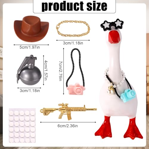 30pcs 7in/17.78cm Desk Goose Outfits, Small Desk Goose Costumes Accessories Include Sunglasses Cowboy Hats Necklaces Heart Star Gold Chain for Magnetic Table Geese Statue Decor