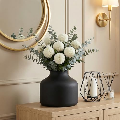 Goaste Metal Matte Flower Vase, Small Black Vases for Flower, 6.5 Inch Tall Iron Frosted Flower Arranging Vase for Table Centerpiece, Home, Shelf, Office, Garden Decor, Black