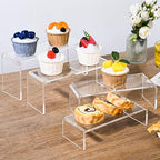 2 Set Large Acrylic Display Risers,8 Pcs Clear Perfume Stand Organizer,Desktop Display Shelves Collect Pop Figures Toys Cupcake Dessert for Decor,Food Display Shelves for Party