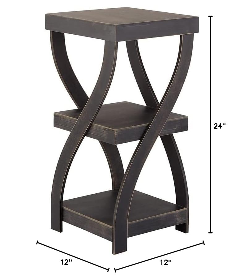 The Lakeside Collection Distressed Twisted Wood Accent Table - Distressed Black - color: Distressed Black