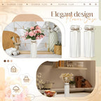 FoldTier 4 Pack White Bud Vases Ceramic for Centerpieces 8.27 Inch White Vase for Flowers with Rope for Wedding Party Dining Table Home Bedroom Kitchen Office Decoration