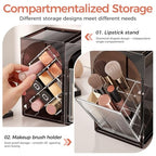 INVSSENE Stackable Makeup Organizer Countertop, Storage Perfume Skincare Cosmetic Lipstick Face Mask Makeup Brush Palettes, Ideal for Vanity Bathroom Counter - color: 3513 Coffee+Clear