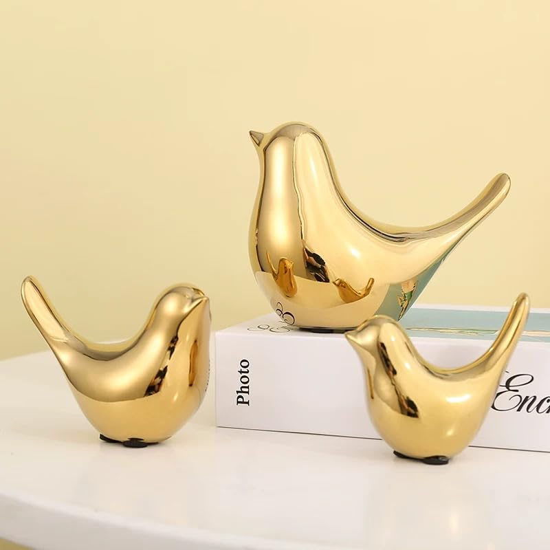 Small Animal Statues 2 Pack, Home Decor Modern Style, Decorative Ornaments for Living Room, Bedroom, Office Desktop, Cabinets, Gold - color: Gold