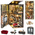 MiniCity Book Nook Kitwith Dust Cover and LED Light, 3D Wooden Puzzle Bookend Bookshelf Insert Decor for Teens and Adults (Saisons Café) - style: Saisons Café