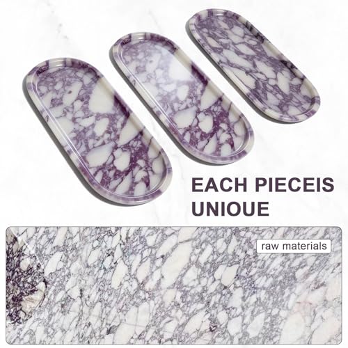 Natural Marble Decor Tray - Hand-Polished Luxury Organizer for Vanity, Bathroom | Cosmetics Perfume Jewelry Display Tray (Calacatta Violet Oval Tray, 11" x 5" x 0.7") - color: Calacatta Violet Oval Tray, size: 12" x 8" x 0.7"