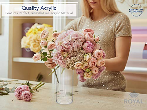 Royal Imports Flower Vase Acrylic Cylinder - Decorative Centerpiece for Home or Wedding - Non Breakable Plastic, 5"X10" Tall Round - Clear - size: 5" x 10" - Single Vase