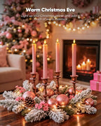 Homemory 6 Pcs Real Wax Pink Flameless Taper Candles with Remote Timer, 9.6 Inches LED Fake Candlesticks, LED Candle with 3D Flickering Flame for Romantic Wedding, Dinner, Xmas Anniversary Decor - style: Romantic - Pink 9.6"
