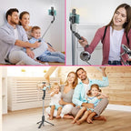Selfie Stick Tripod with Fill Light, All in One Extendable Selfie Stick with Detachable Wireless Remote, Flexible Phone Tripod Stand Compatible with iPhone/Galaxy, Compact Size & Lightweight - style: Black & With Light