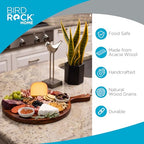 BIRDROCK HOME Acacia Wooden Cheese Serving Board with Handle - Charcuterie, Appetizers, Kitchen Platter, Grazing Board, Pizza, Meat, Bread, Cutting, Party, Food Display Tray - Espresso, 15", Round