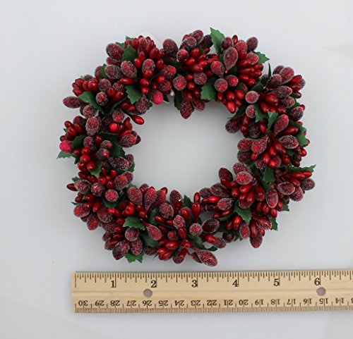6-inch Beaded Berry Wreath Candlering Candle Ring Ornament Christmas Red