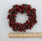 6-inch Beaded Berry Wreath Candlering Candle Ring Ornament Christmas Red