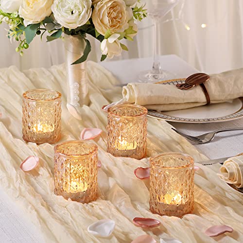 NITIME 12pcs Gold Votive Candle Holders- Tealight Candle Holder for Table Centerpiece, Glass Candle Holder for Wedding Table Decor, Home Decor and Party Decor - color: Gold