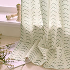 jinchan Boho Linen Blend Kitchen Curtains 24 Inch Length Herringbone Printed Tier Curtains for Small Windows Bathroom Cafe Laundry Room Set of 2 Rod Pocket Green on Linen - color: Arrow | Green on Linen, size: 26"W x 24"L (Pack of 2)