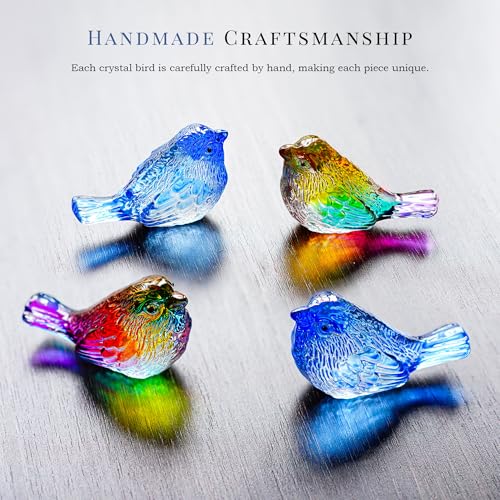 QFkris 3" Small Bird Statues Home Decor Accents 2 Pack Blown Glass Birds Decor for Tabletop, Office Desk, Living Room, Coffee Table, Shelf, Bookshelf (2 PCAK) - style: 2Pack Blue