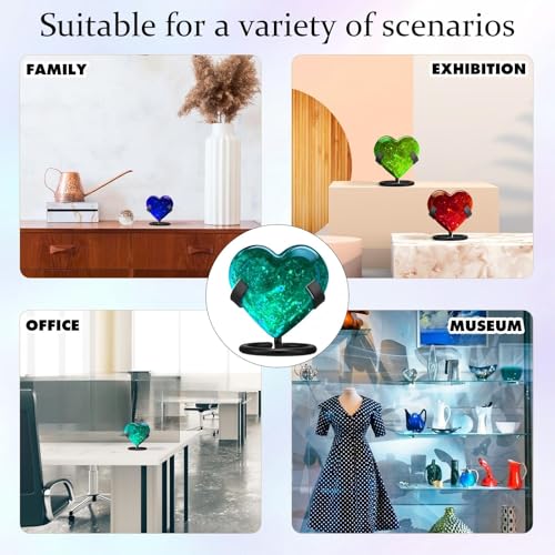 Shimeyao 4 Pcs Metal Crystal Heart Stone Stand Crystal Ball Holder Rock Display Stand Mineral Specimen Display Easel Holder for Gemstones Fossils Agate Slabs Plates (Black,2 x 2.36 x 2.56 Inch) - color: Black, size: 2 x 2.36 x 2.56 Inch