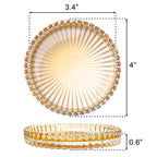 Elsjoy 8 Pack 4 Inch Glass Coasters for Drinks, Amber Tone Modern Clear Coaster Set, Round Crystal Glass Pillar Candle Holder Plates for Table Centerpieces, Home Decor