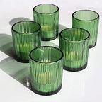 VOHO 12pcs Candle Holder Ribbed Glass, Green Votive Candle Holders for Wedding Party Table Centerpieces, Glass Tealight Candle Holder for Birthday Gift(2.1'' x 2.6'', Green) - color: Green