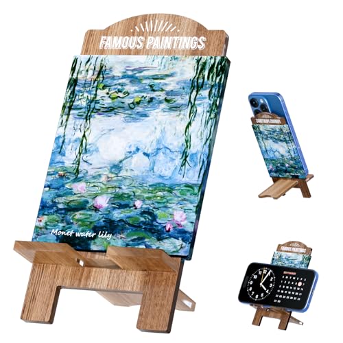 Aesthetic Acrylic Phone Stand – Artistic Desk Holder for Phones, Tablets & E-Readers | Sturdy, Lightweight & Decorative Gift (Water Lilies - Monet) - style: Water Lilies - Monet Design